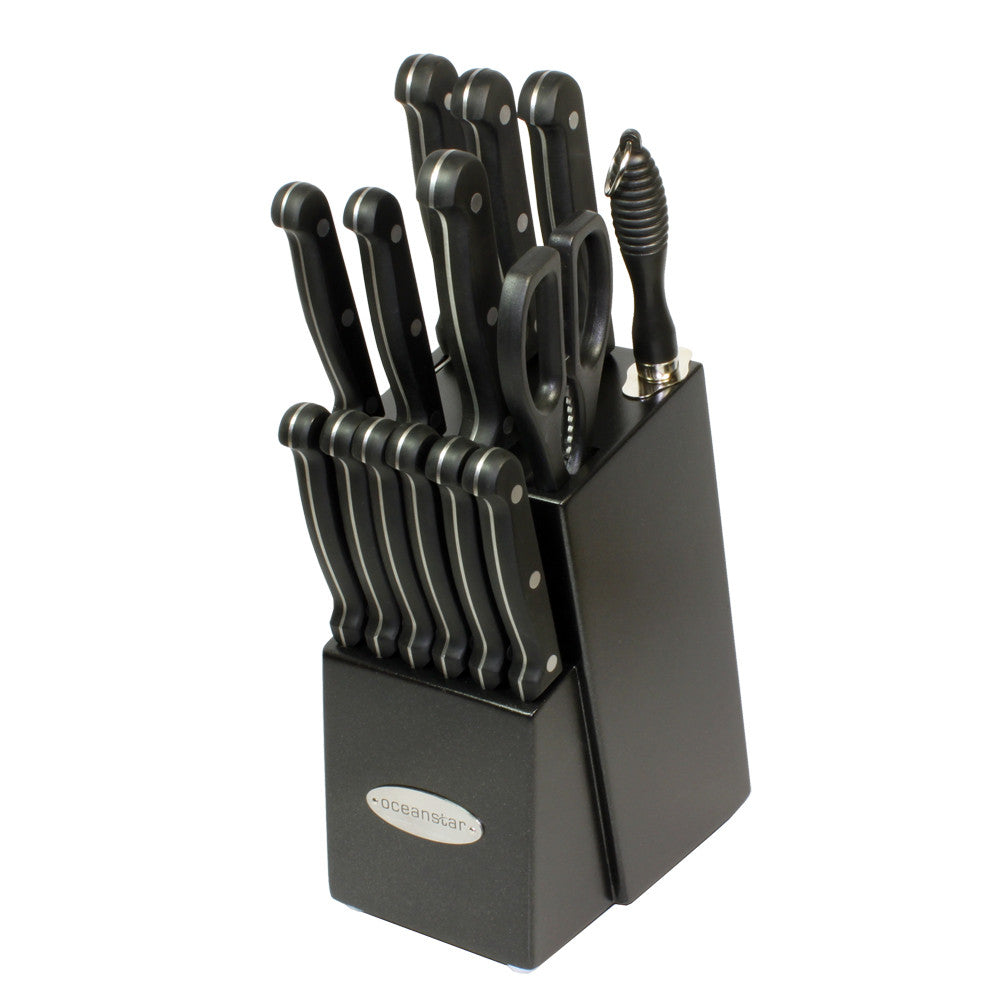 knife set, Dishwasher Safe Kitchen Knife Set with Block, 15 Pcs Black knife  s