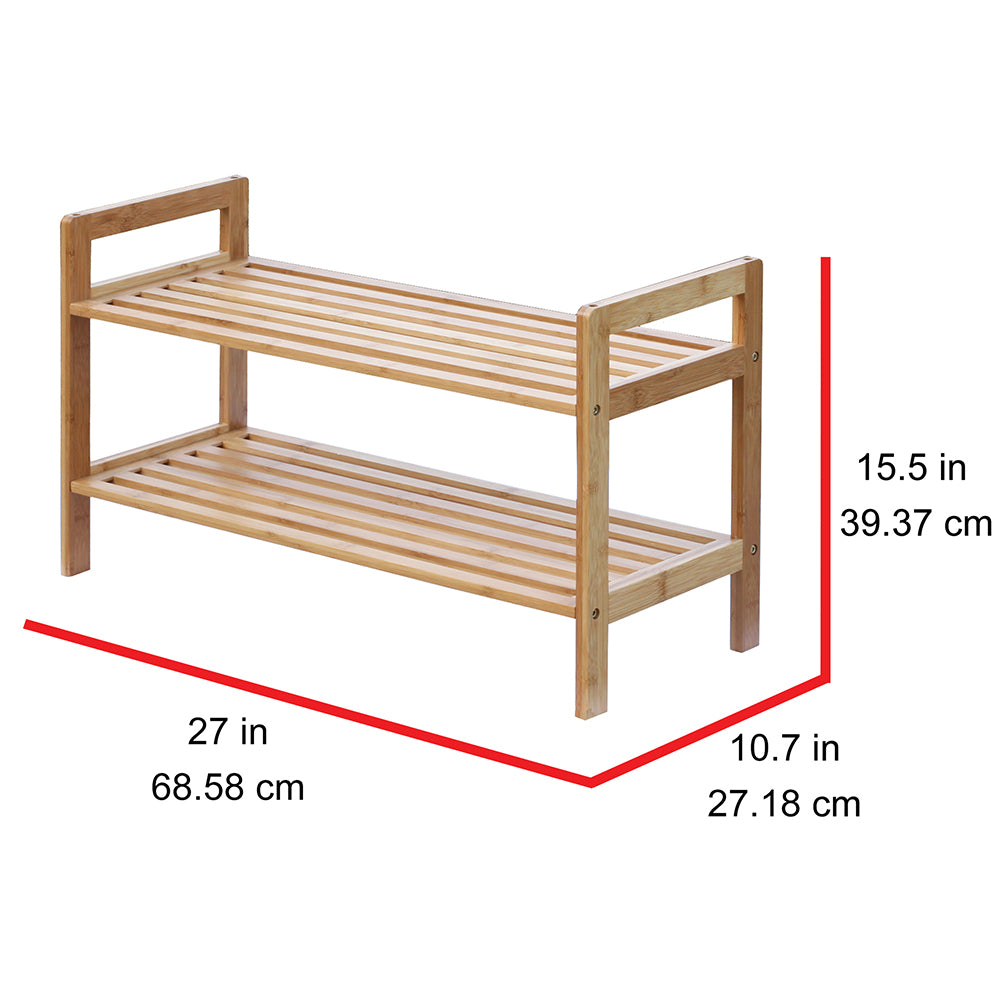 Oceanstar 2 Tier HPL Bamboo Shoe Rack